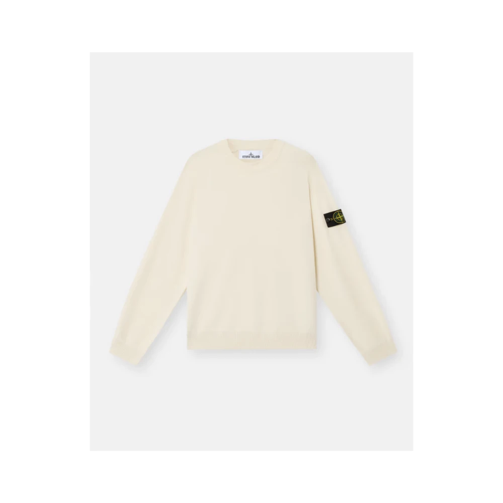 Stone Island Zachte Katoenen Ronde Hals Trui Beige Heren