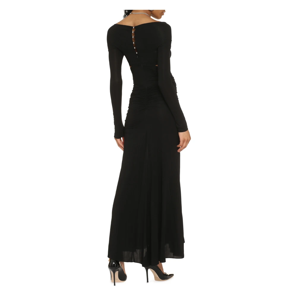 Paco Rabanne Gedrapeerde Jersey Jurk met Uitgesneden Details Black Dames