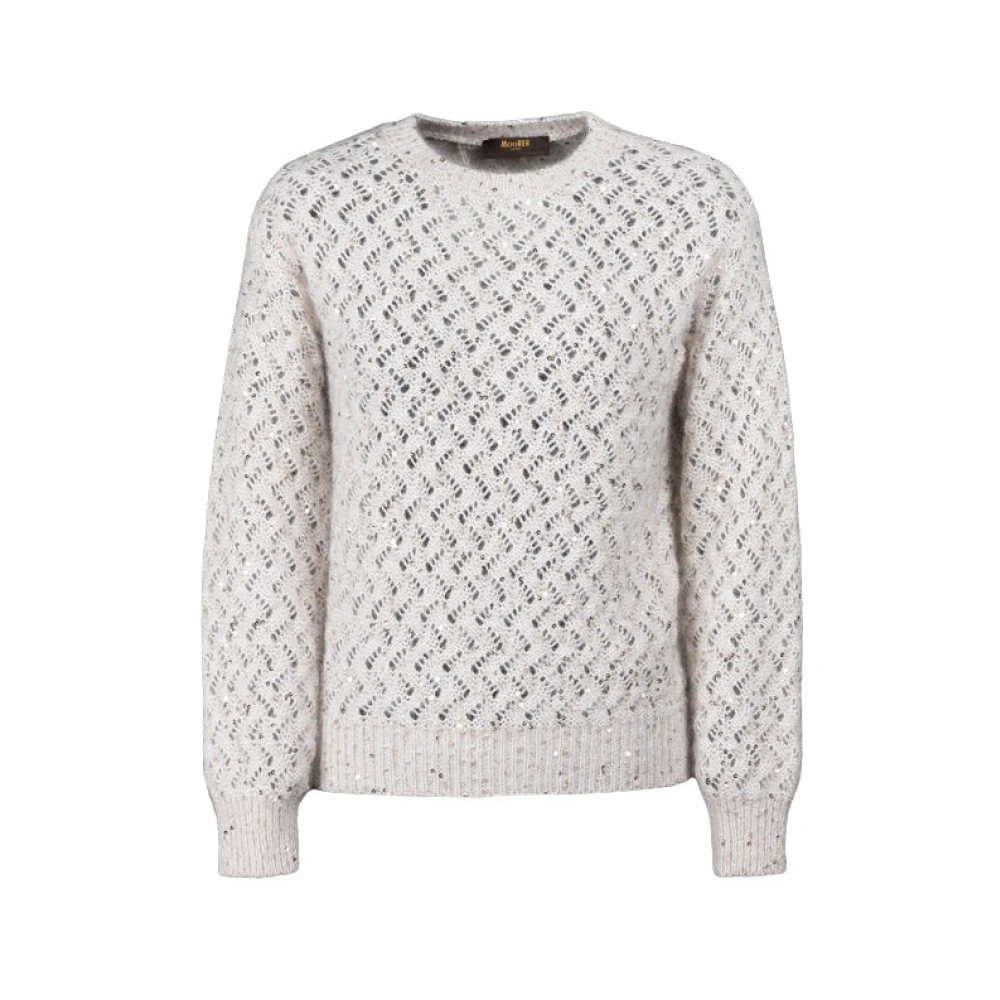 Moorer Women's Beige Round-Neck Knitwear, 2XS, Cerami-Zlx Crewneck Jumper
