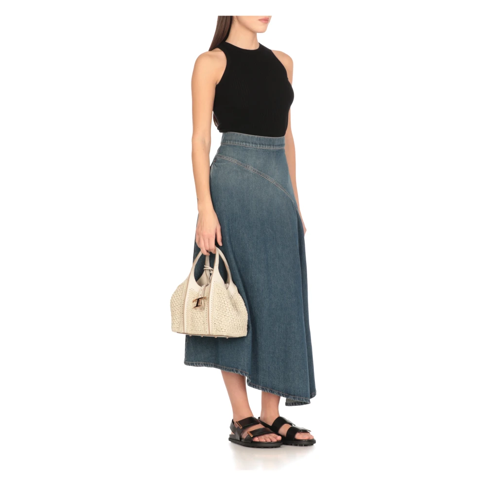 TOD'S Witte Raffia en Leren Tas met Bijpassende Pochette White Dames