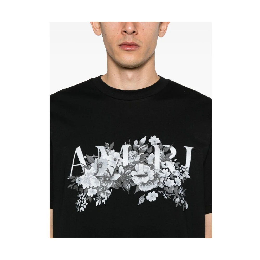 Amiri Zwarte Crew Neck Korte Mouw Shirt Black Heren