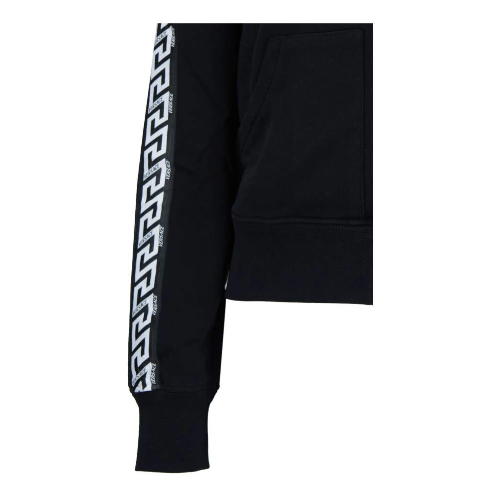 Versace Hoodie met rits en merkdetails Black Dames