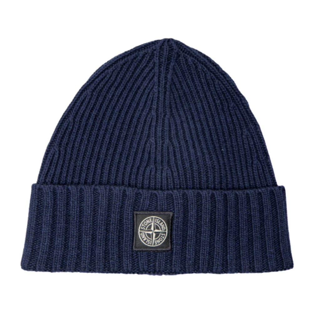 Stone Island Blå Stickad Beanie Mössa Blue, Pojke