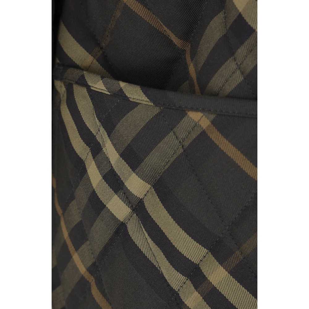 Burberry Gewatteerde Cropped Jas met Ruitpatroon Green Dames