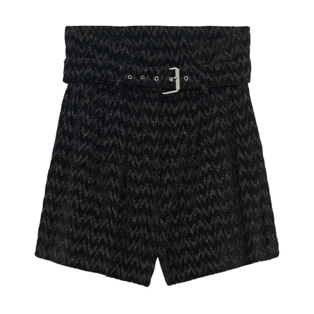 IRO Zwarte High-Waist Lurex Shorts Black Dames