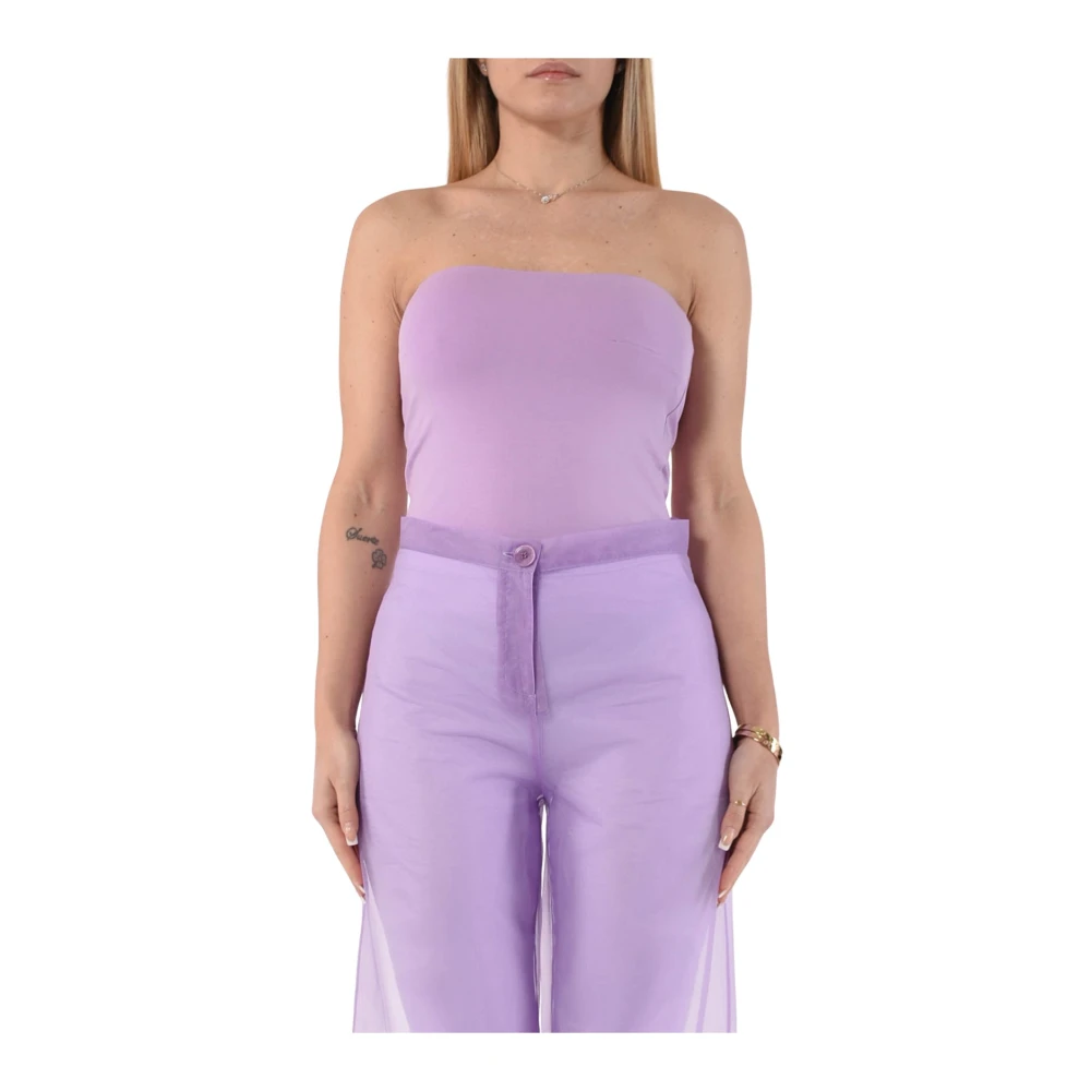PATRIZIA PEPE Strapless Slim Fit Jersey Top Purple Dames