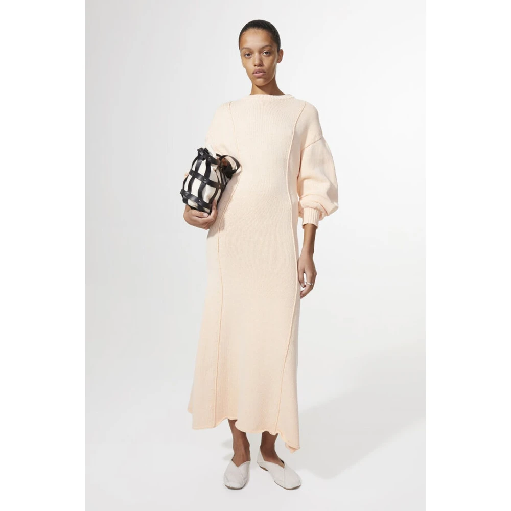 Rodebjer Mango Volumineuze Mouwen Midi Jurk Orange Dames