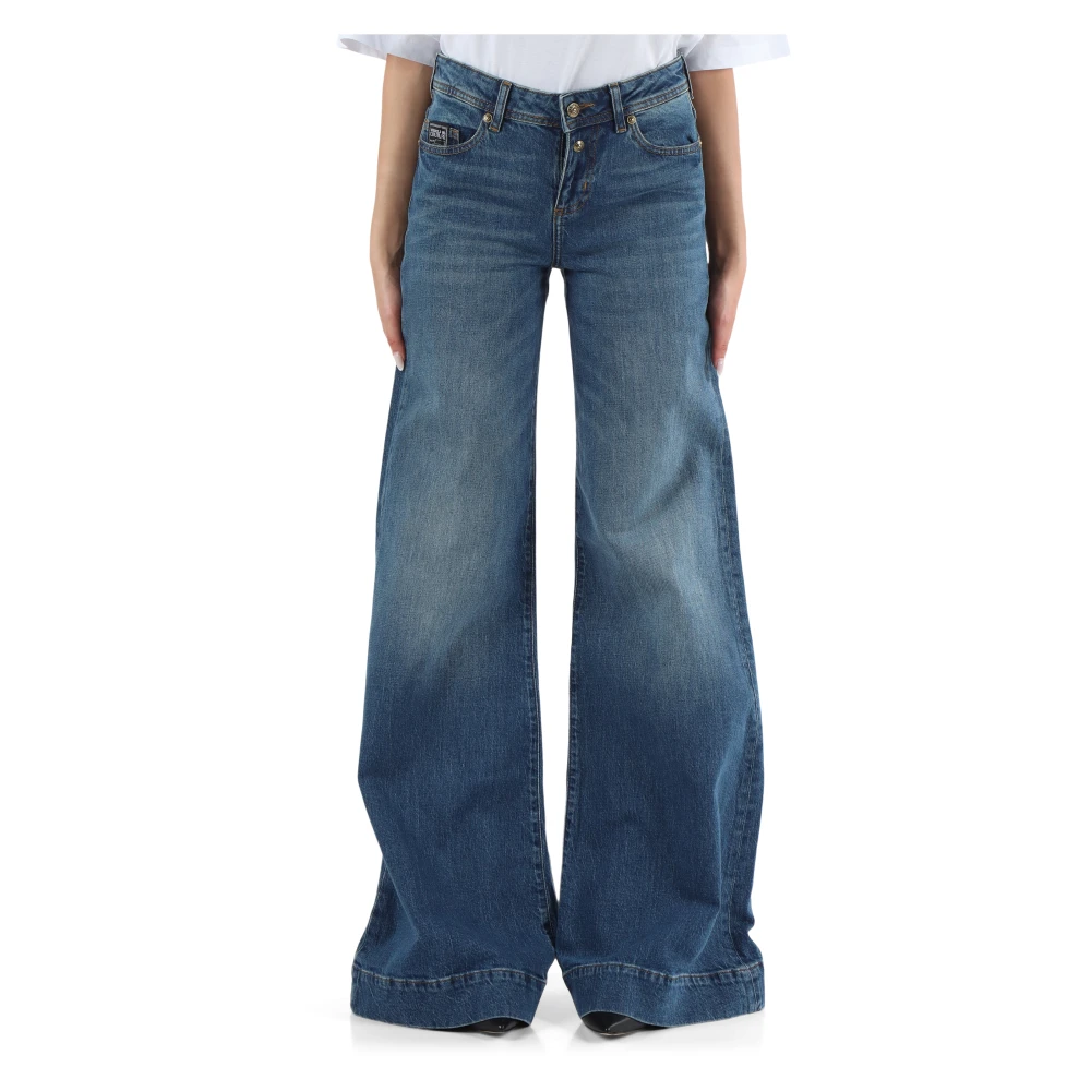 Versace Jeans Couture Laag getailleerde uitlopende jeans met vijf zakken Blue Dames