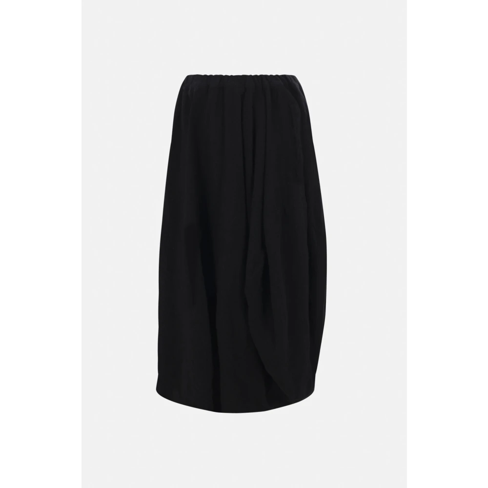 Comme des Garçons Zwarte Midi Rok met Elastische Taille Black Dames