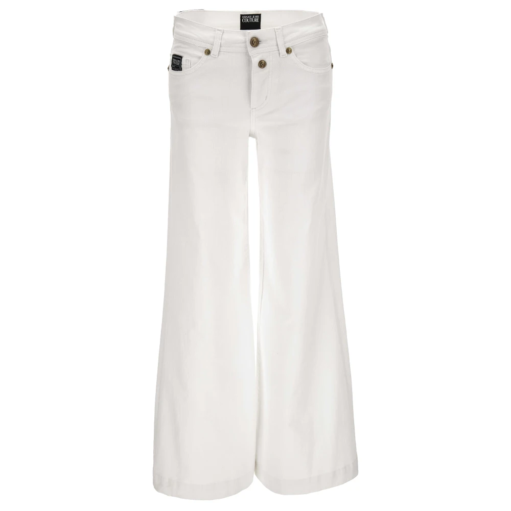 Versace Jeans Couture Women's White Trousers - Wide Jeans - W28 - Jeans