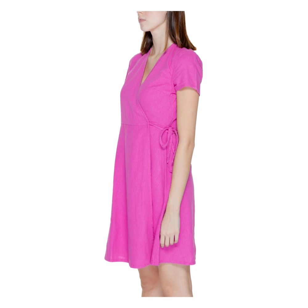 Only Elegante Linnen Midi Jurk Pink Dames