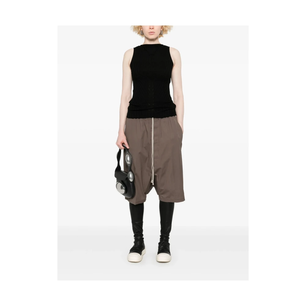 Rick Owens Zwarte Gedrapeerde Hoge Nek Mouwloze Top Black Dames