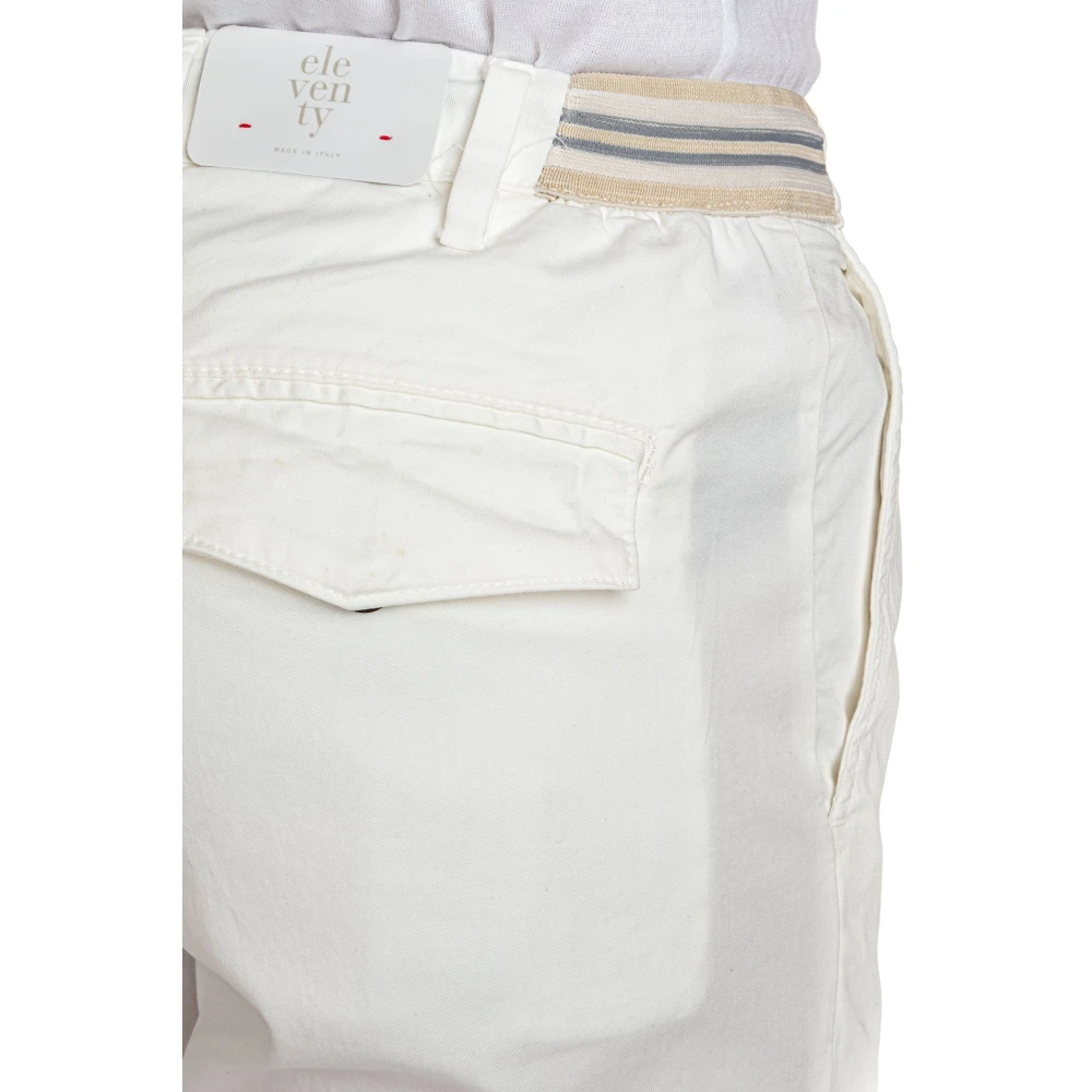 Eleventy Witte Katoenen Broek met Rits White Heren