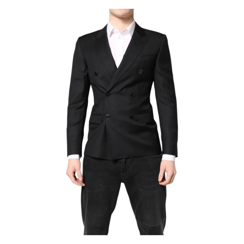 Dolce & Gabbana Men's Black Blazers, Xs, Martini Double Breasted Coat Blazer