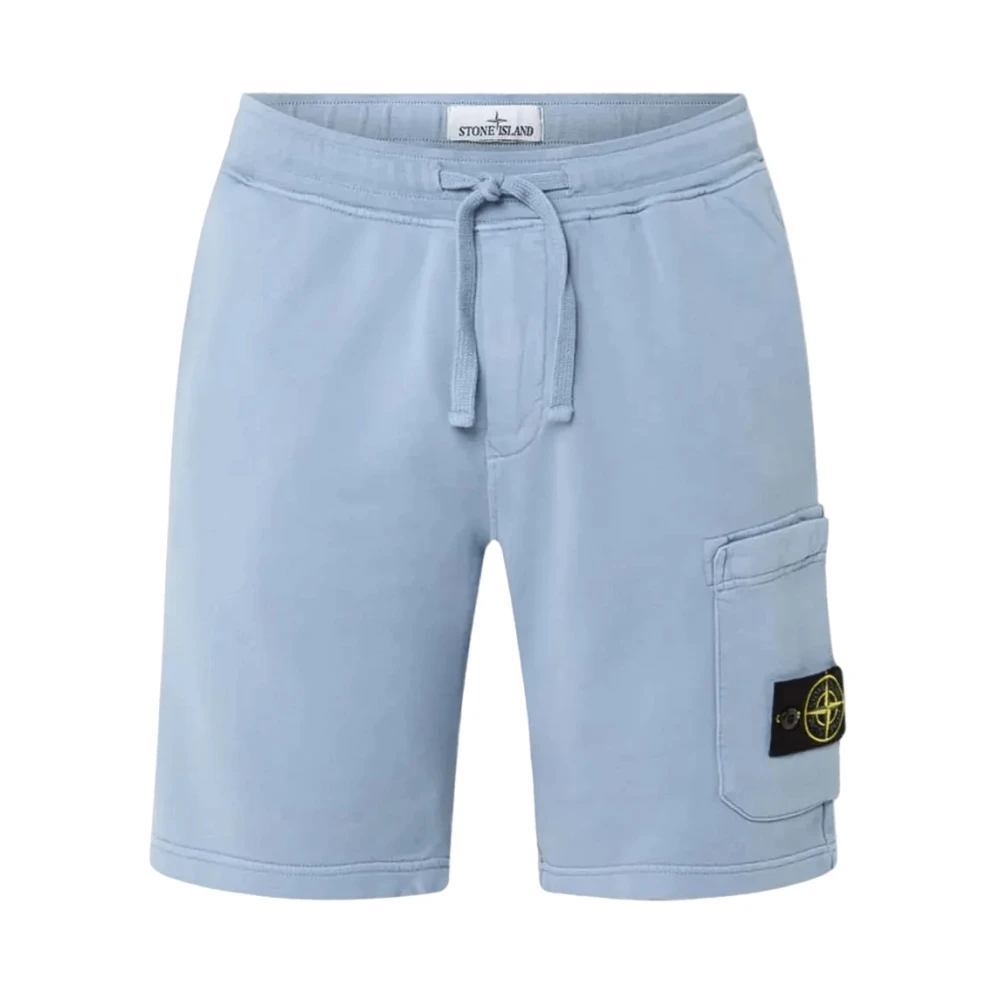 Stone Island Blue Casual Shorts, Male, L, Cotton Fleece Shorts