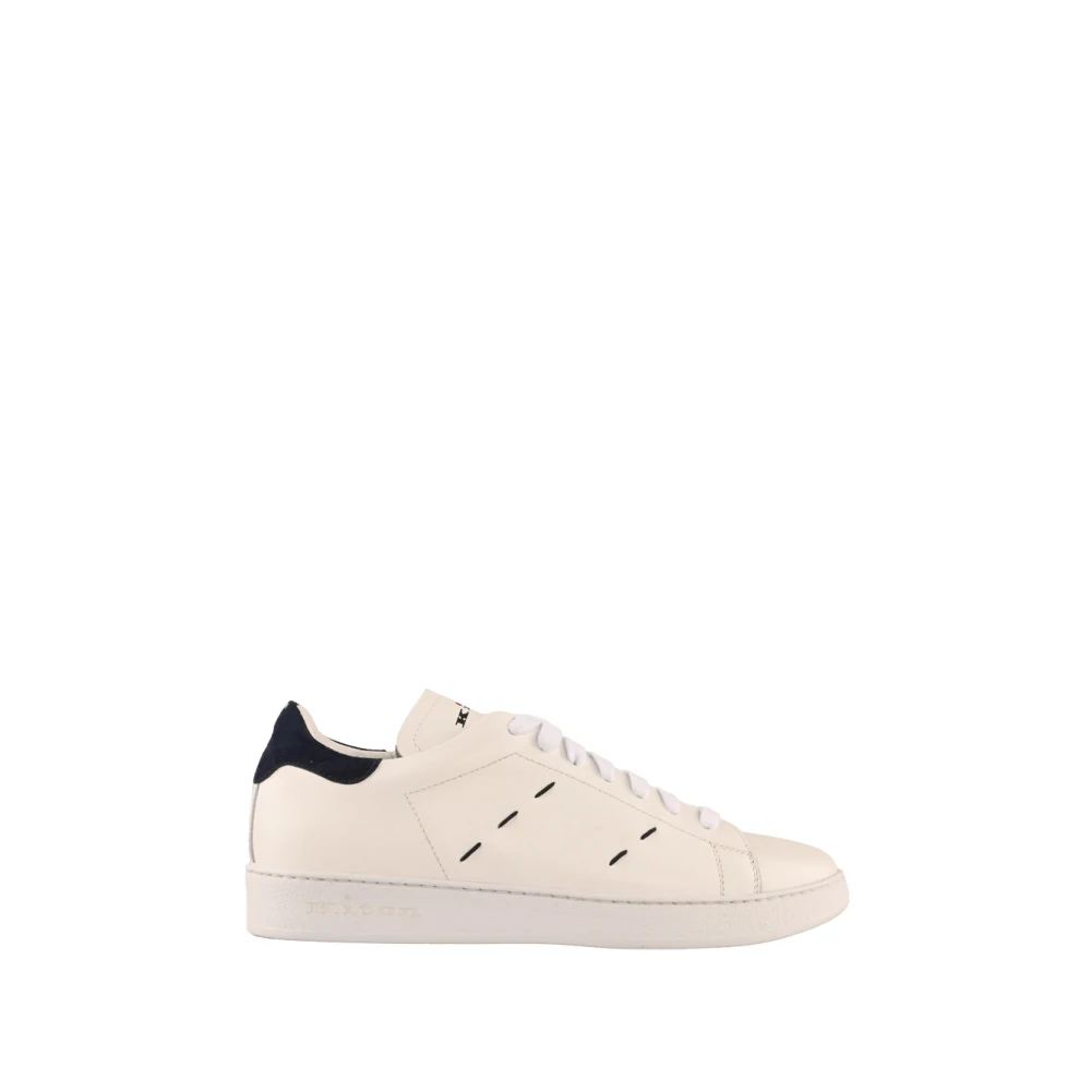 Kiton Witte leren sneakers met suède hiel Heren Schoenen