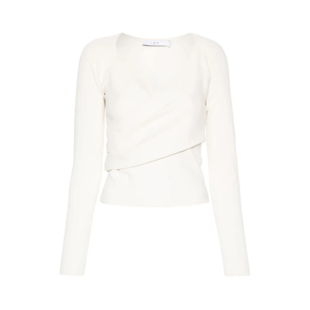 IRO Vit Wrap V-ringad Blus White, Dam