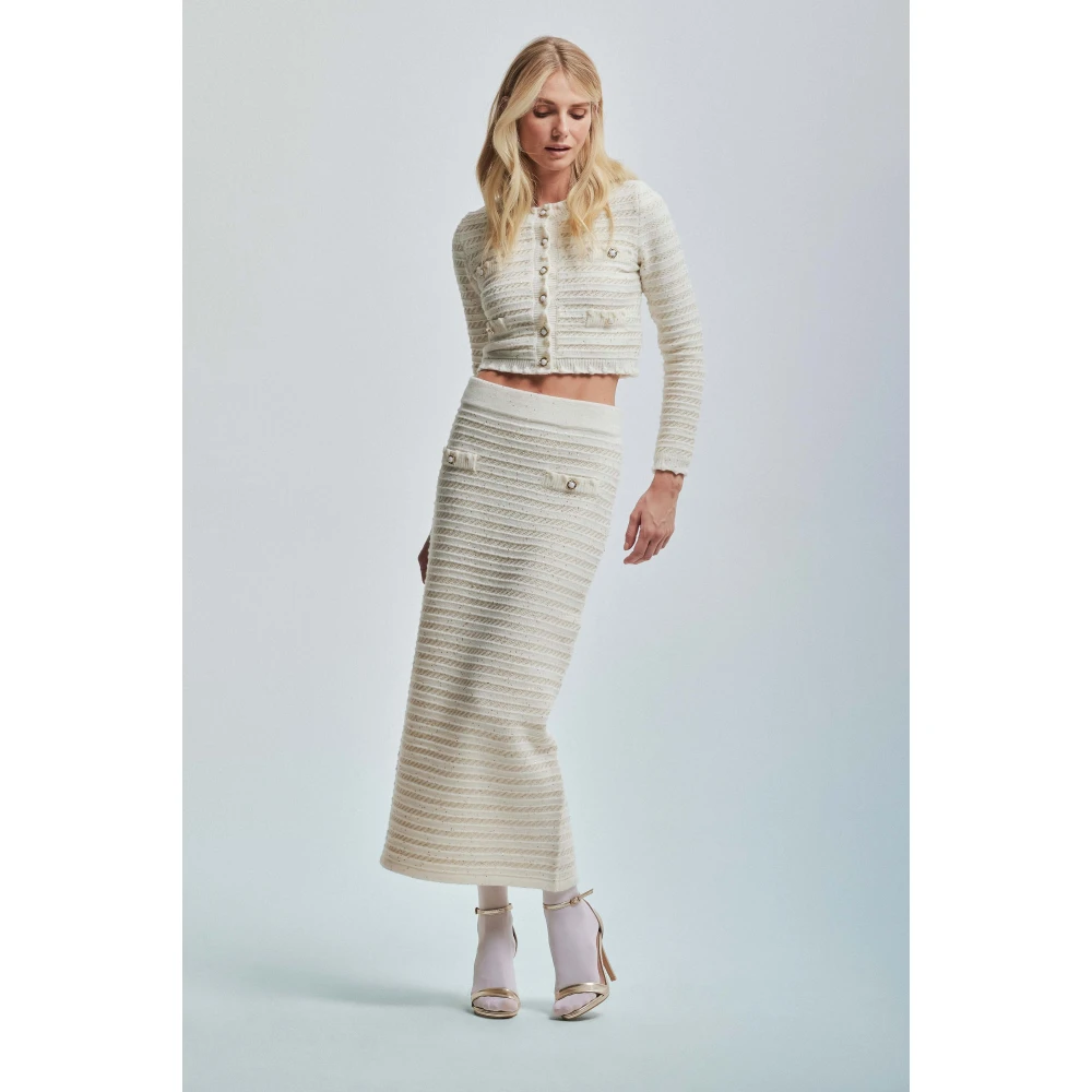 Kocca Gestreepte Juweelknoop Vest White Dames