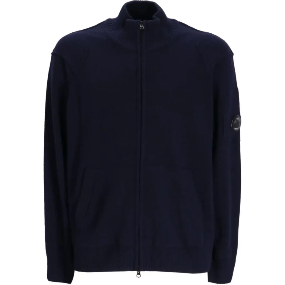 C.P. Company Blauwe Wollen Blend Gebreide Vest Blue Heren