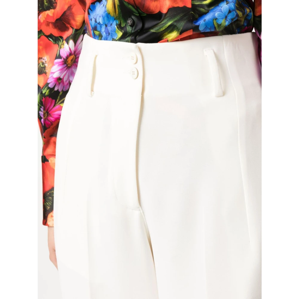 Alberto Biani Beige Wijde Pijp Wollen Broek Beige Dames