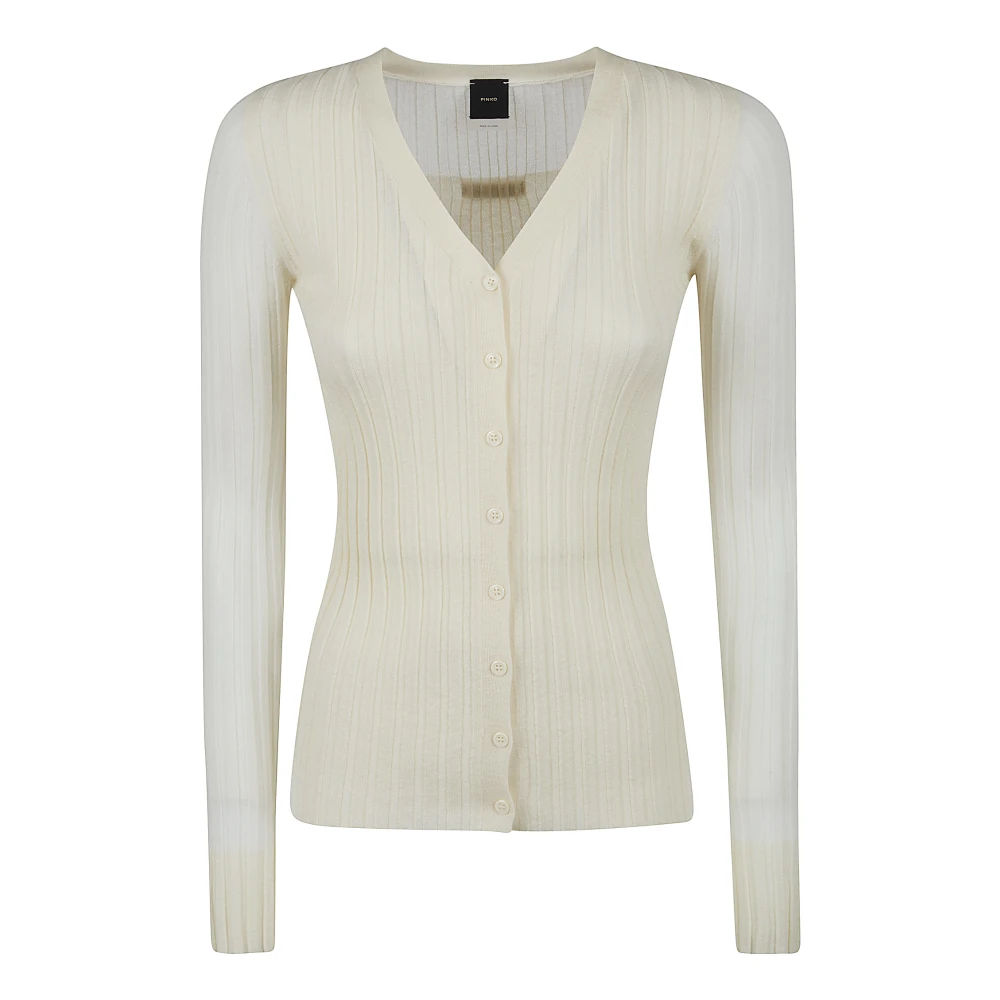 Pinko Women's White Caldo Cardigan Blend Ws Silk - Cardigans - S - Knitwear