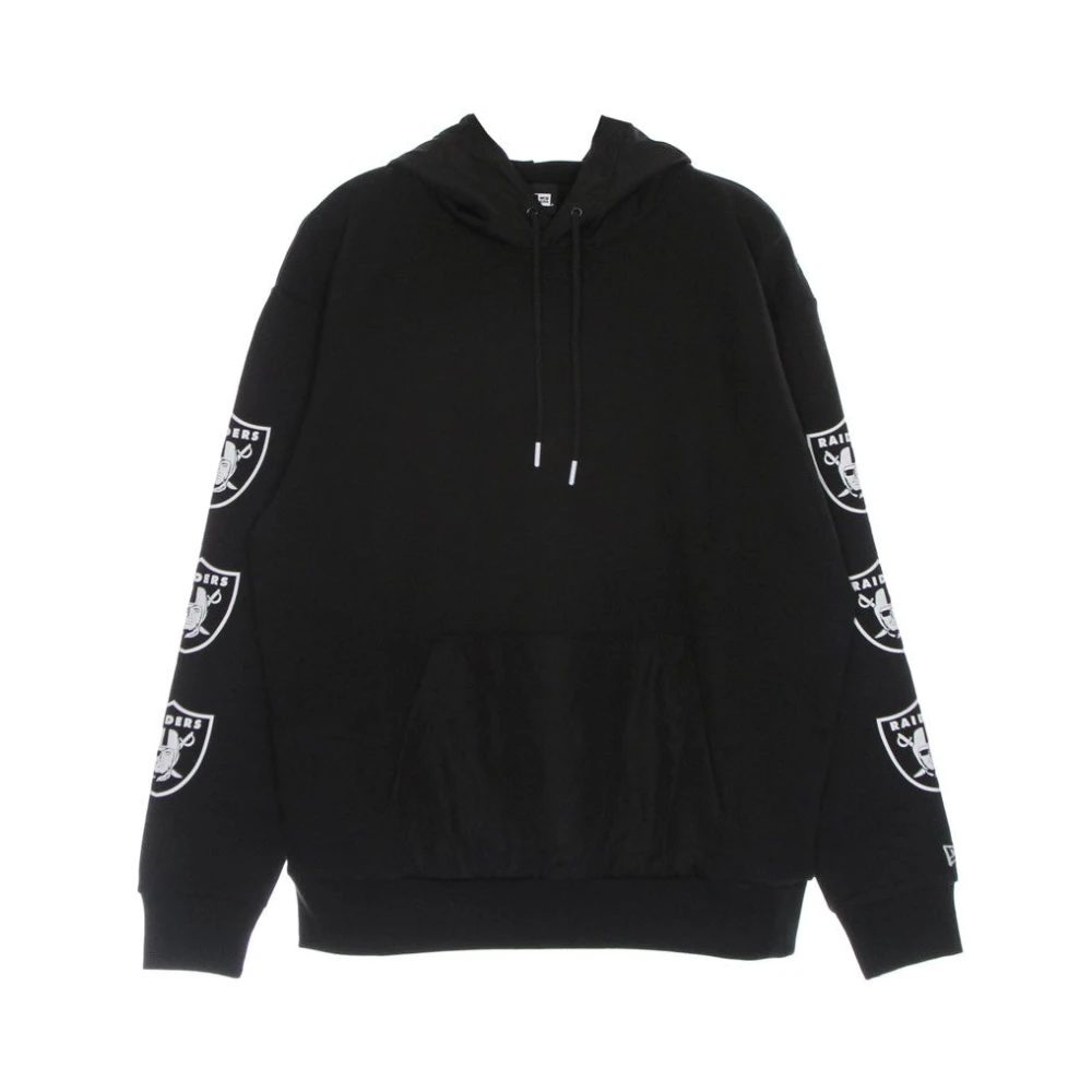 New era Lasrai Black Distressed Sleeve Print Hoodie Black Heren