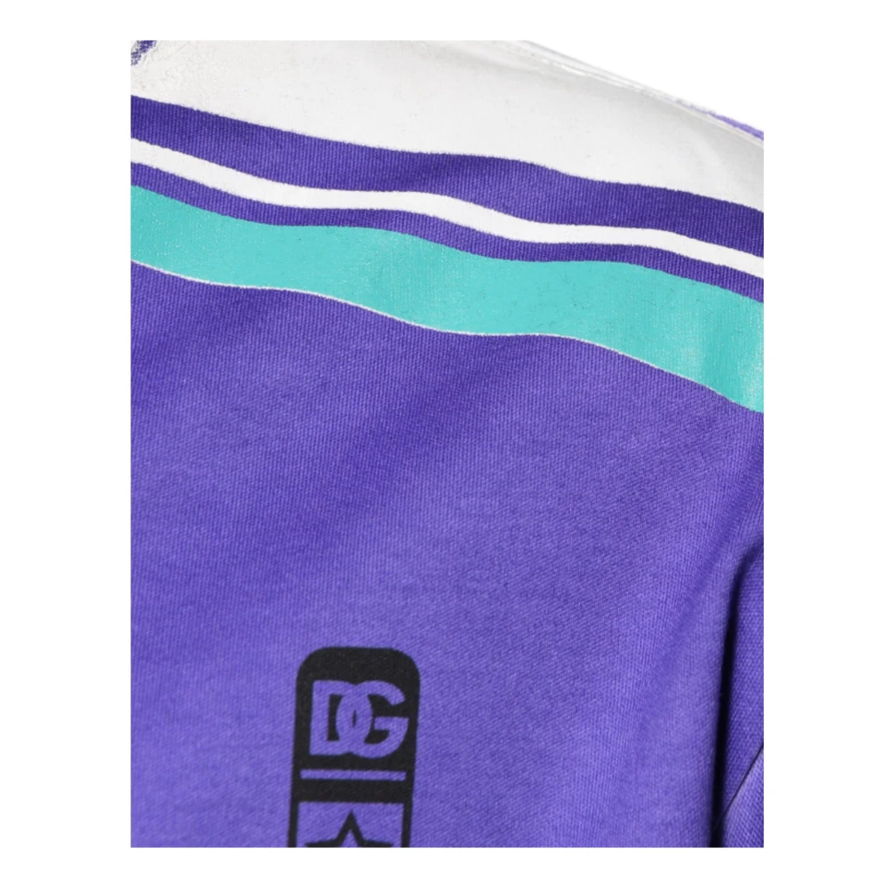 Dolce & Gabbana Paarse Logo Jersey Katoenen T-shirt Multicolor Heren