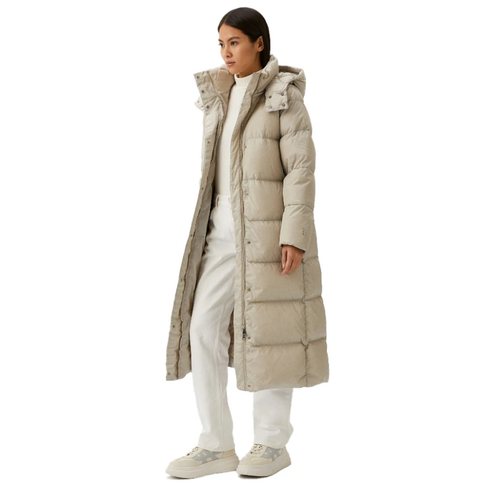 add Lange Beige Technische Jas met Capuchon Beige Dames