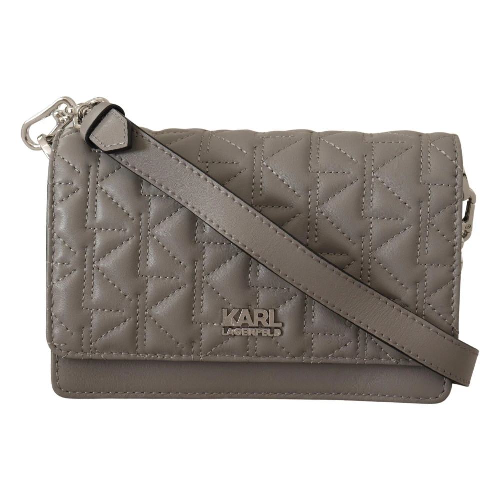 Karl Lagerfeld Women's Gray Cross Body Bags, One Size, Light Grey Leather Crossbody Bag