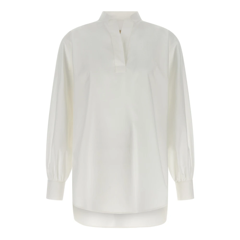 Valentino Garavani Women's White Blouses, Xs, Embroidered Cotton Poplin Blouse