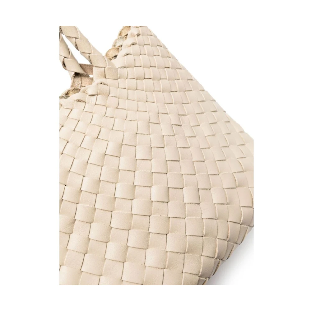 Dragon Diffusion Crème Geweven Leren Schoudertas Beige Dames