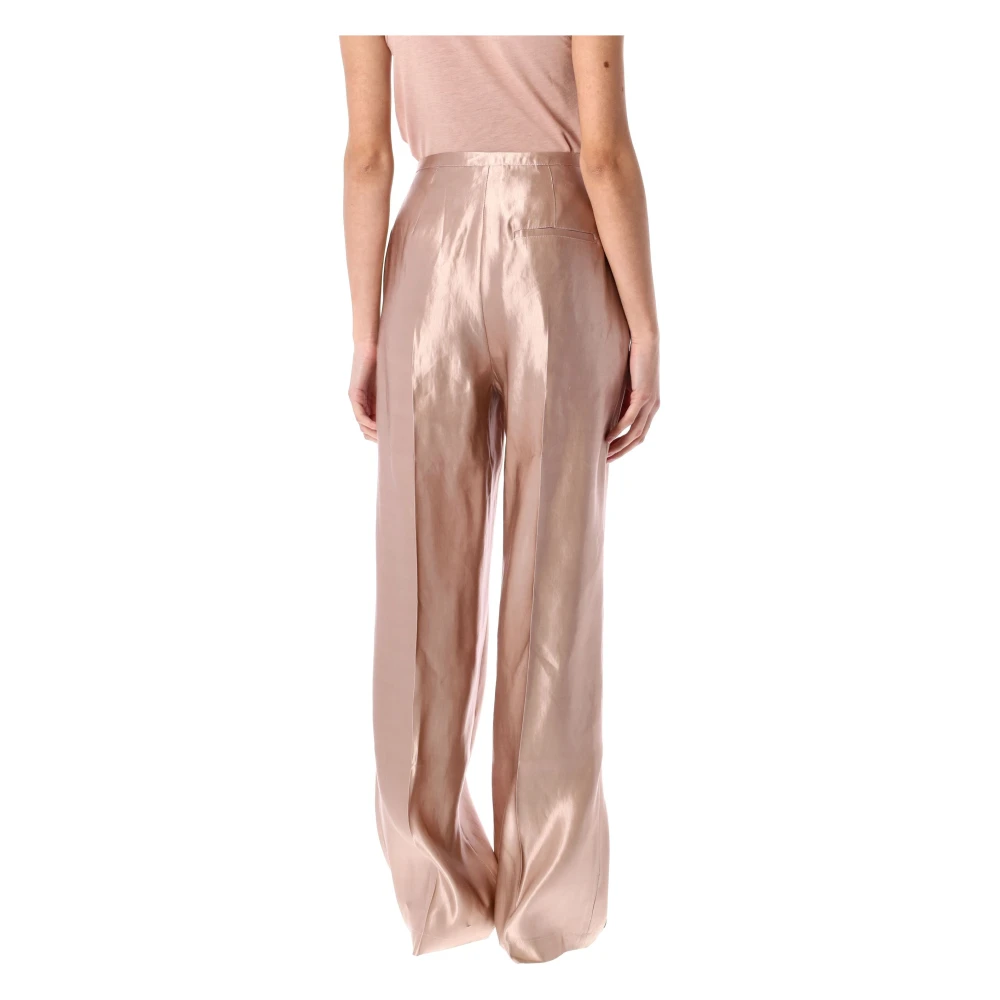Loulou Studio Zijden Linnen Wijde Pijp Broek Pink Dames