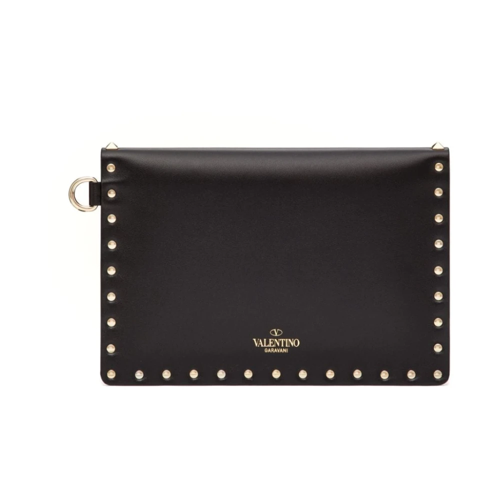Valentino Garavani Zwarte Leren Studded Pouch Tas Black Dames