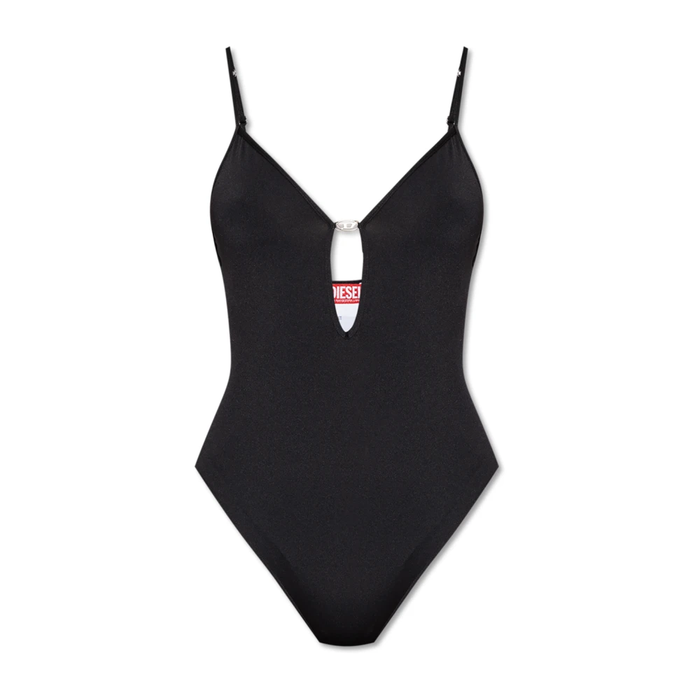 Diesel Zwarte microfiber bodysuit met diepe V-hals Black Dames