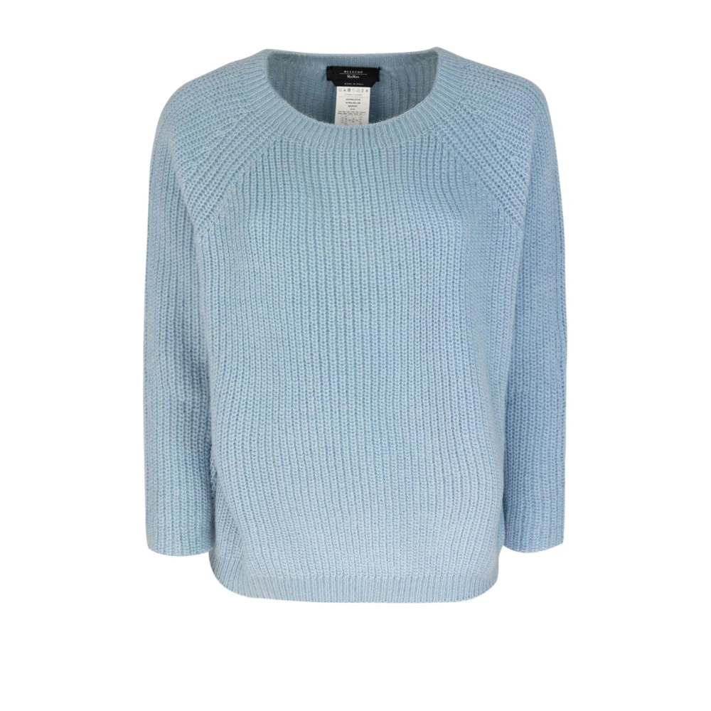 Max Mara Blauwe Sweater Mohair Mix Regular Fit Blue Dames