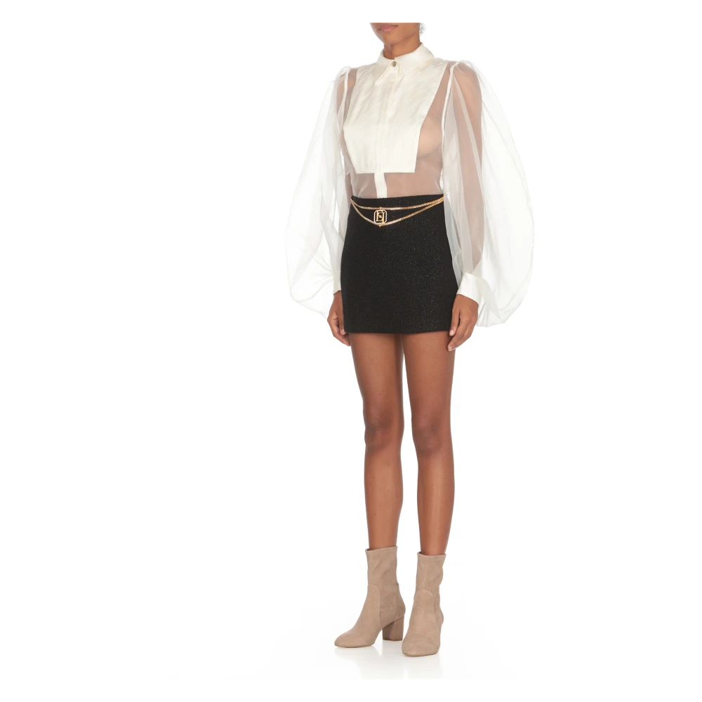 Elisabetta Franchi Ivoor Top met Kraag en Knopen Beige Dames