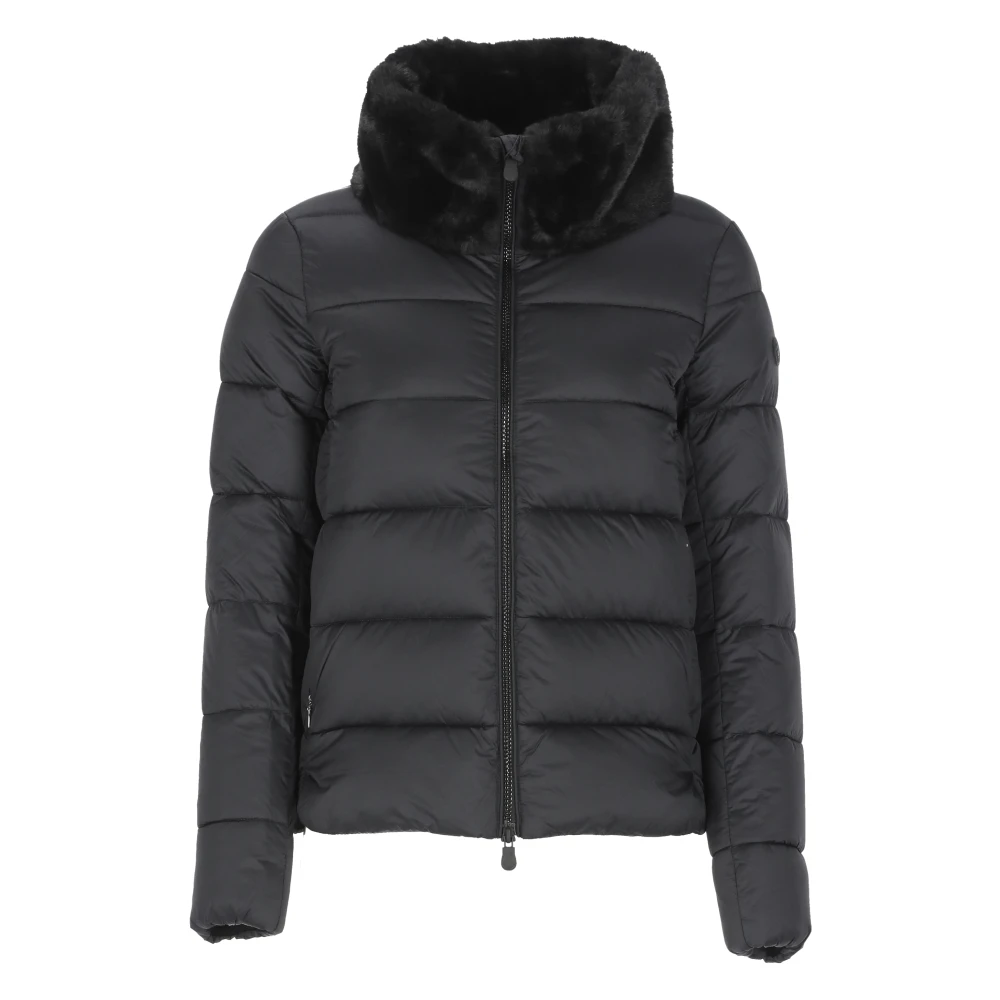 Save The Duck Zwarte Gewatteerde Korte Jas Vrouw Black Dames