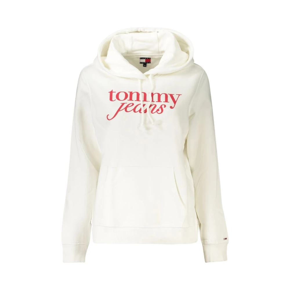 Tommy Hilfiger Women's White Hoodies,, Hooded Jumper With Logo Print Small