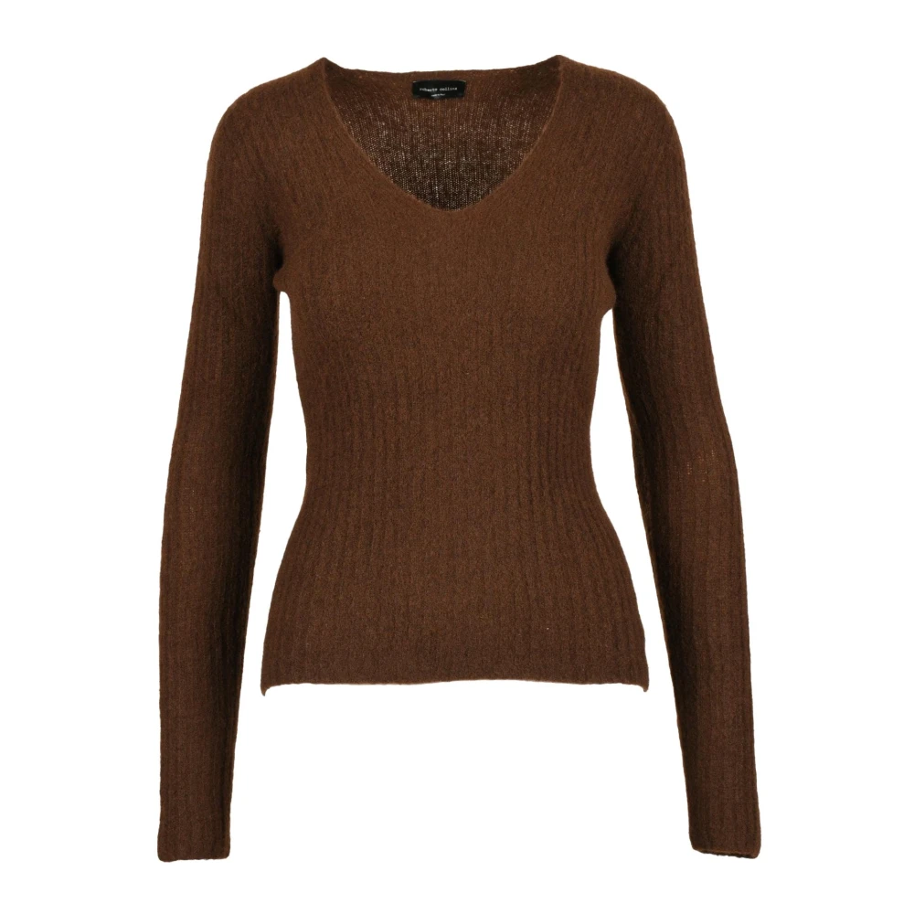 Roberto Collina Luxe Kasjmier Zijde Blend Trui Brown Dames