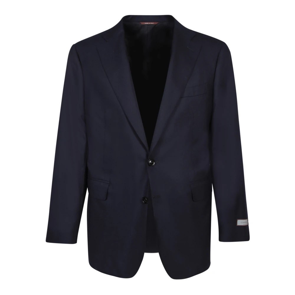 Canali Blauw Kasjmier Pak met Inkeping Revers Black Heren