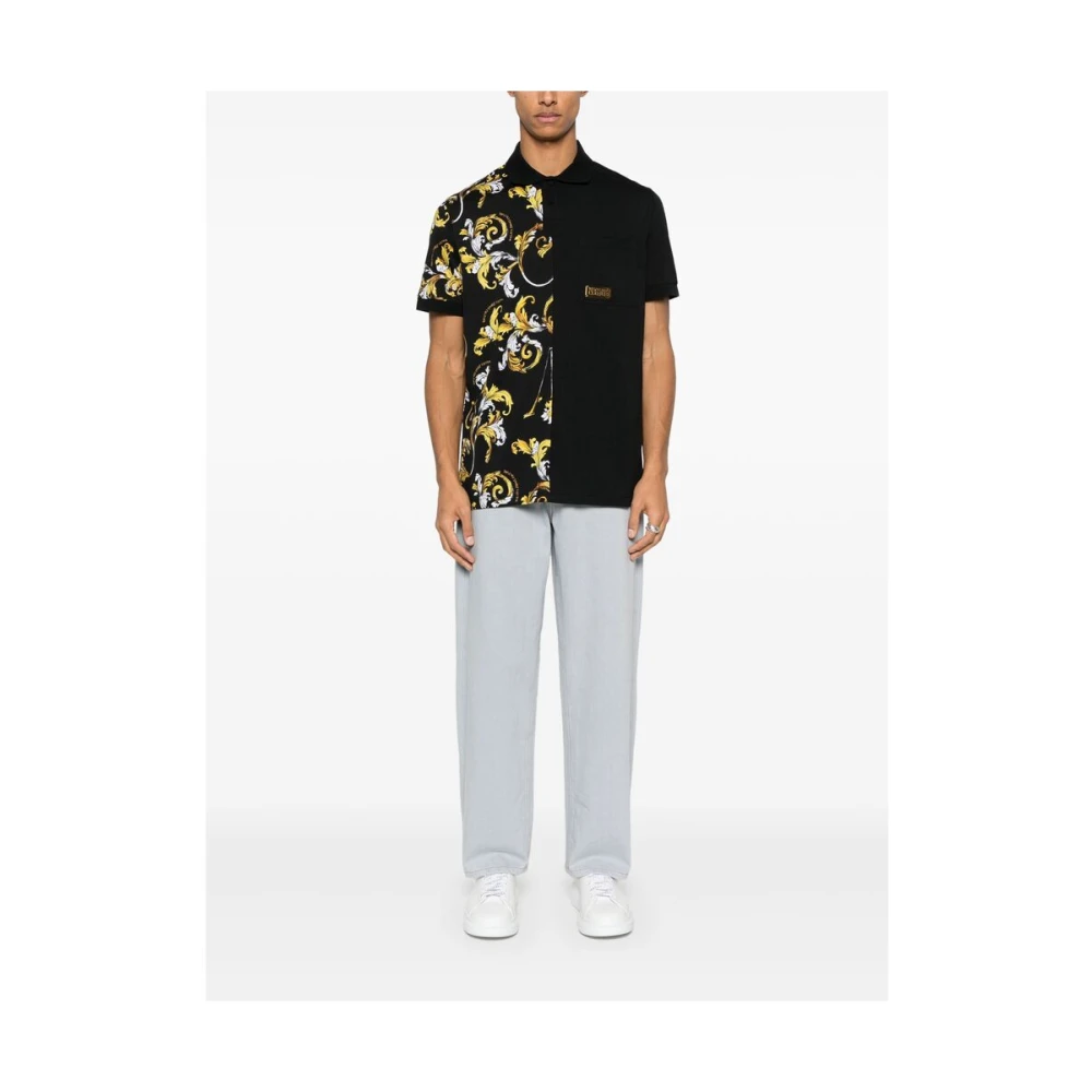Versace Jeans Couture Zwarte Sweater met Gouden Logo Plaque Black Heren