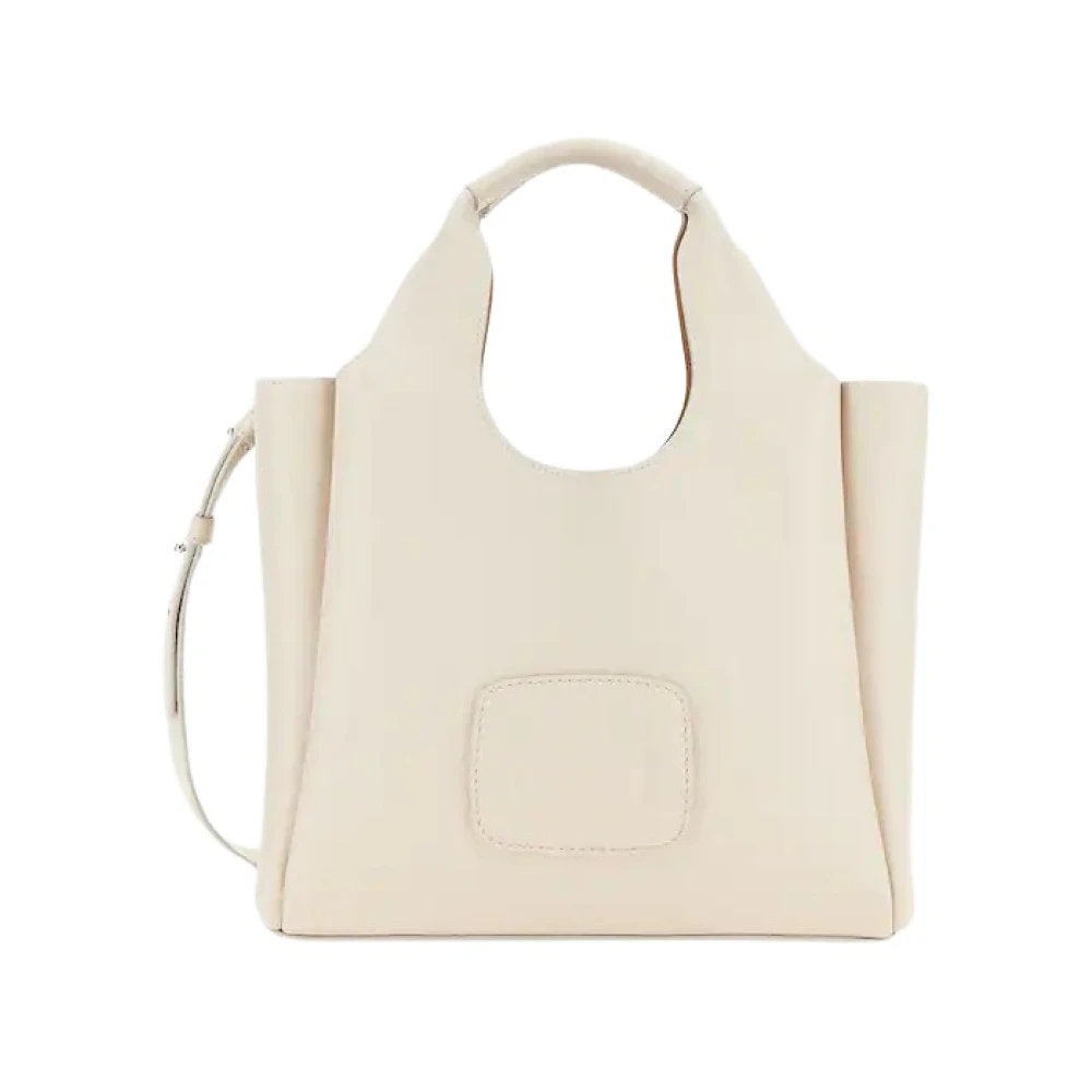 Hogan Gestructureerde leren boodschappentas met H Beige Dames