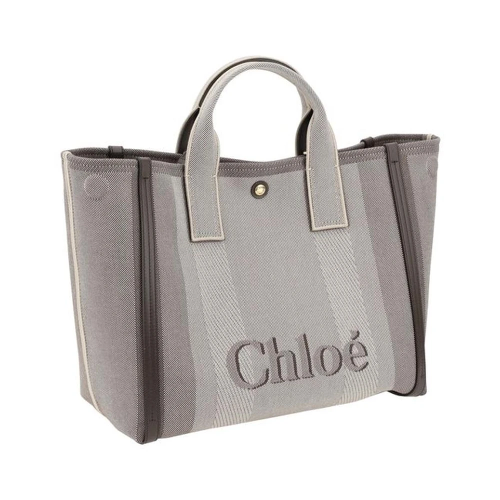 Chloé Katoenen handtas met leren details Gray Dames