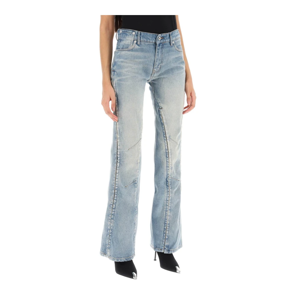 Y Project Slim Fit Flared Jeans met Haak-en-Oog Detail Blue Dames