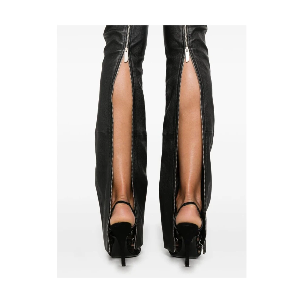 Gcds Zwarte leren skinny broek Black Dames
