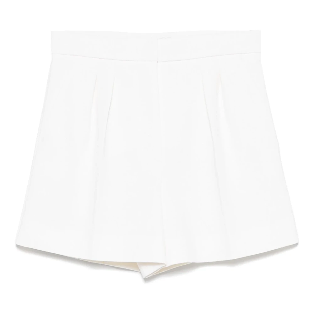 Max Mara Witte wollen canvas shorts met plooien White Dames
