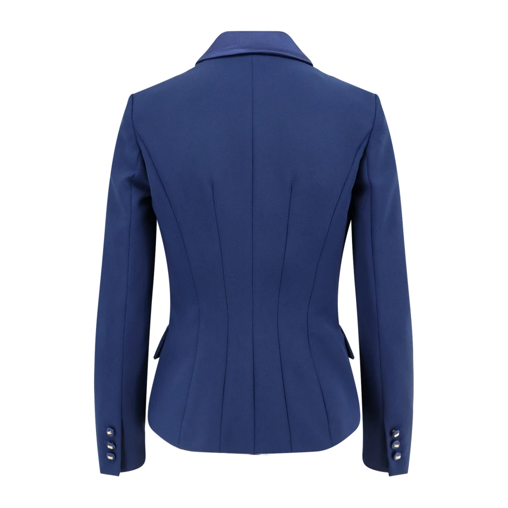 Elisabetta Franchi Klassieke Blazer met Schoudervullingen en Bedekte Knopen Blue Dames