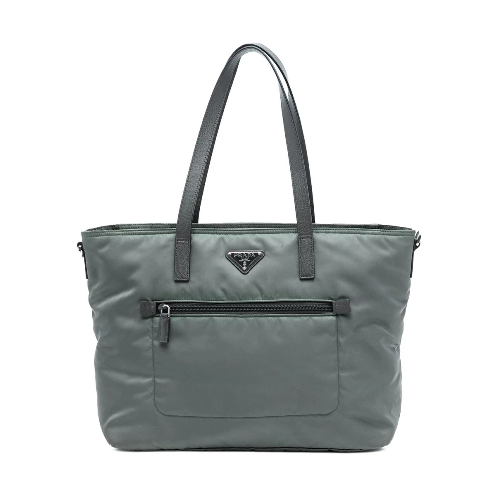 Prada Vintage Women's Gray Pre-Owned Nylon Tote Bag