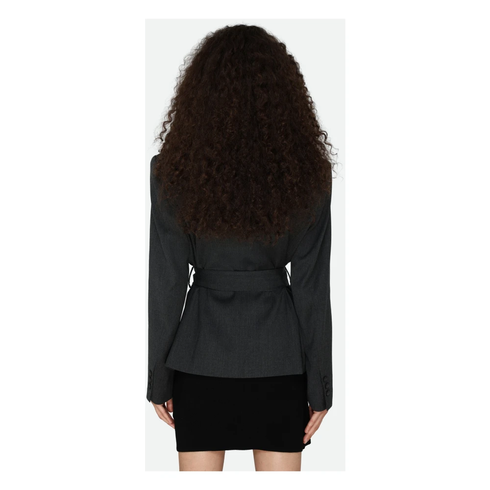 pinko Grijze Flanellen Klassieke Blazer met Riem Gray Dames