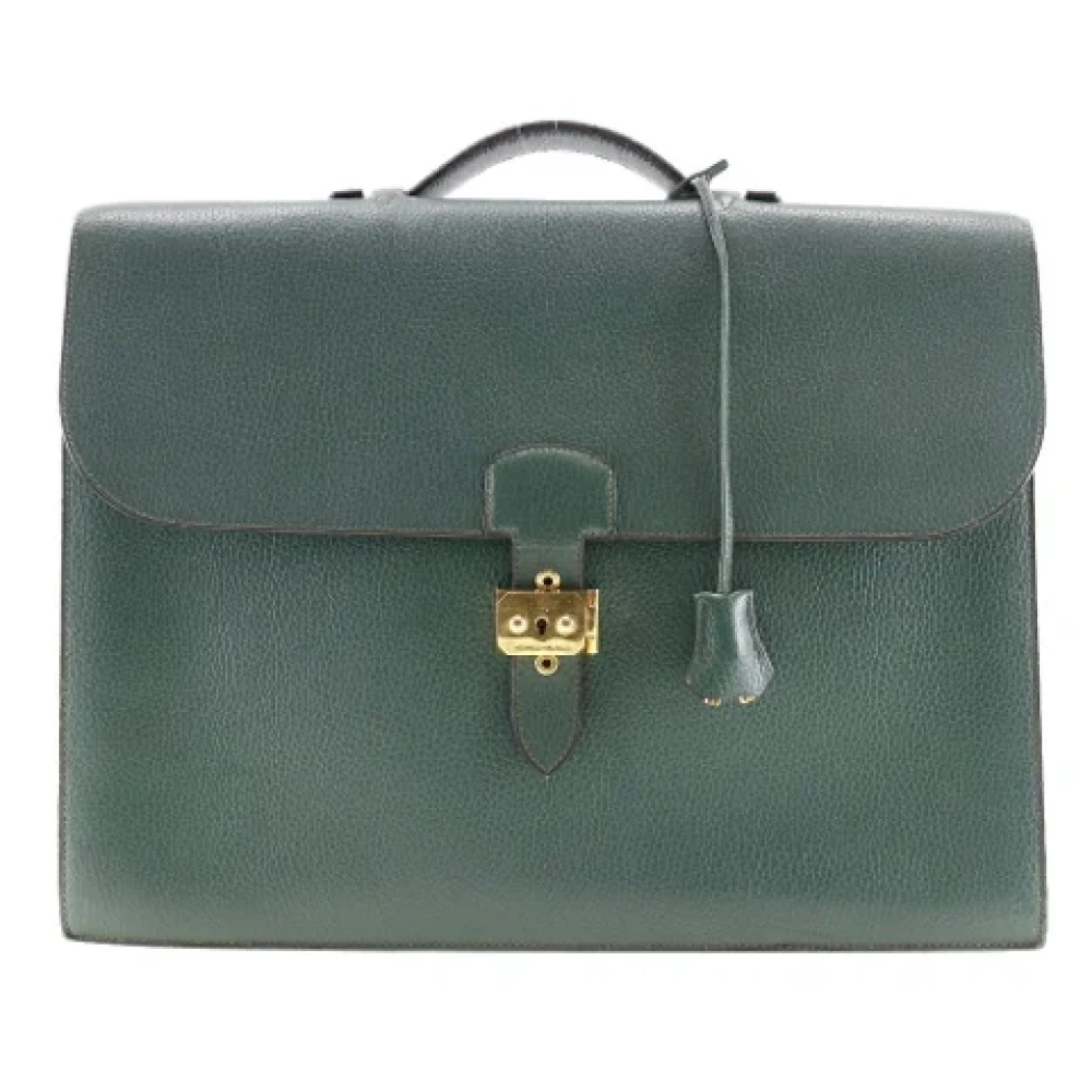 Hermès Vintage Pre-owned Leather briefcases Green Dames